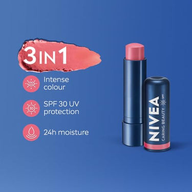NIVEA Lip Caring Beauty Lip Balm | Lip & Cheek Tint with SPF 30 (Red, Pink & Rose)